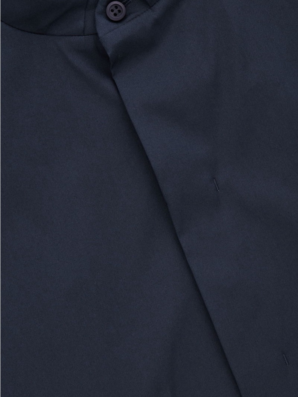 COS Navy Blue Grandad Collar Shirt Cotton Poplin Band Mandarin Collar Top Sz L - Picture 4 of 12